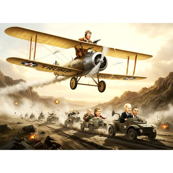 TRUMP TRACKS DOWN OBAMA AND BIDEN IN HIS  BEAUTIFUL WAR-PLANE
