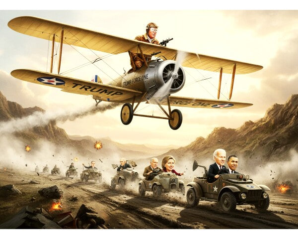 TRUMP TRACKS DOWN OBAMA AND BIDEN IN HIS  BEAUTIFUL WAR-PLANE