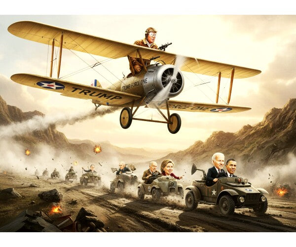 TRUMP TRACKS DOWN OBAMA AND BIDEN IN HIS  BEAUTIFUL WAR-PLANE