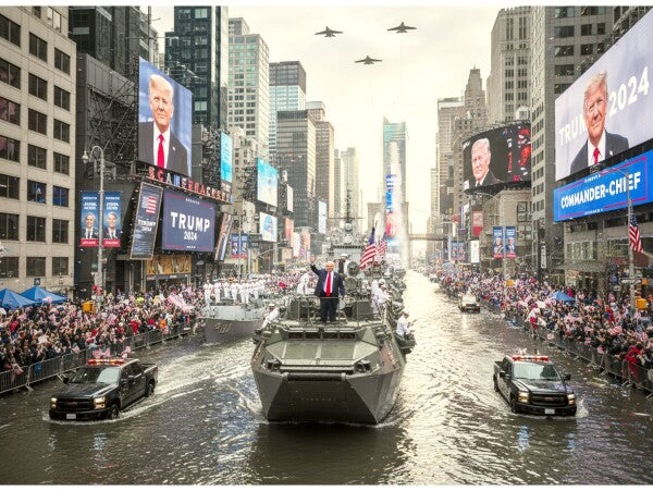 TRUMP INVADES NEW YORK WITH A NAVY PARADE