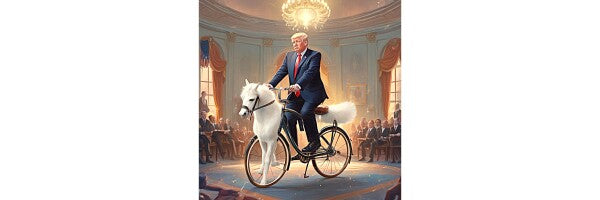 TRUMP RIDES HORSEY BIKE IN OVAL OFFICE -- ONE -- Poster/Wall Art
