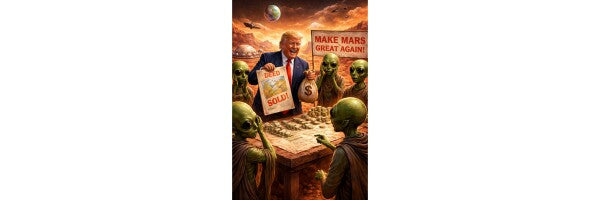 WALL ART SIX--TRUMP SWINDLES MARTIANS OUT OF THEIR LAND--ONE