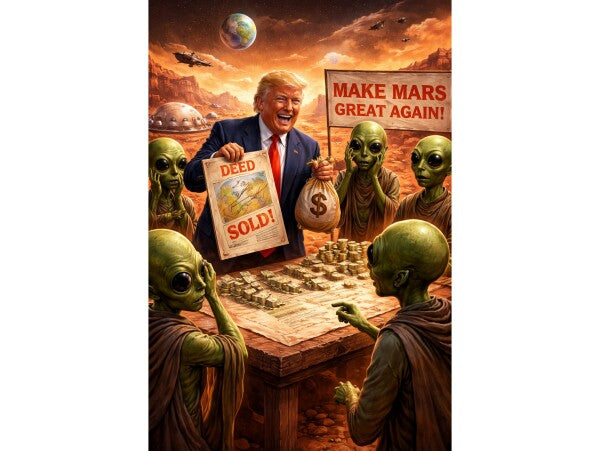 WALL ART SIX--TRUMP SWINDLES MARTIANS OUT OF THEIR LAND--ONE