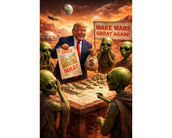 WALL ART SIX--TRUMP SWINDLES MARTIANS OUT OF THEIR LAND--ONE