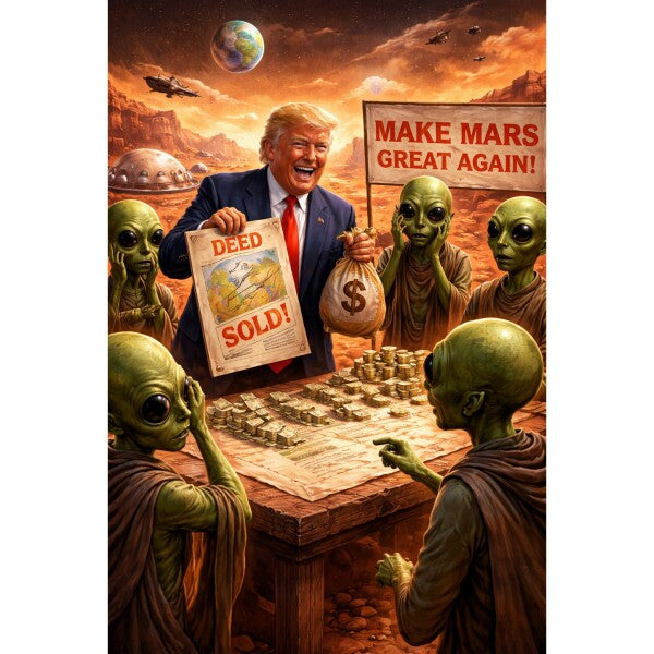 WALL ART SIX--TRUMP SWINDLES MARTIANS OUT OF THEIR LAND--ONE