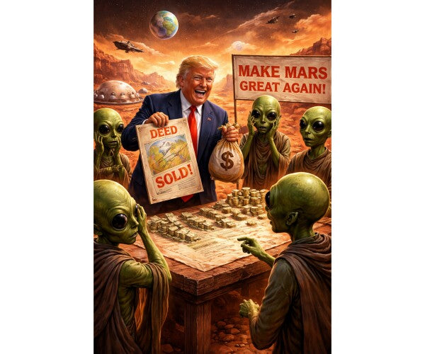 WALL ART SIX--TRUMP SWINDLES MARTIANS OUT OF THEIR LAND--ONE