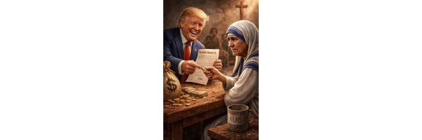 WALL ART SEVEN--TRUMP SWINDLES MOTHER TERESA--ONE