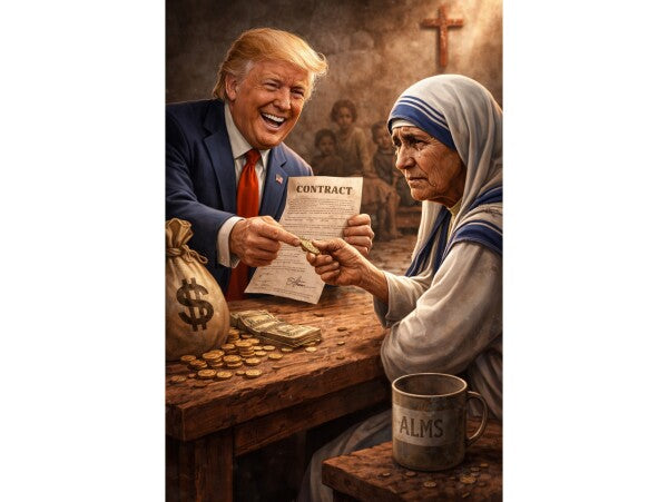 WALL ART SEVEN--TRUMP SWINDLES MOTHER TERESA--ONE