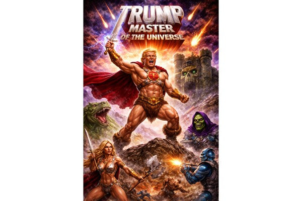 WALL ART--TRUMP AS THE MASTER OF THE UNIIVERSE--ONE
