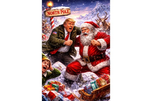 WALL ART/POSTERS--TRUMP MEETS SANTA CLAUS--ONE