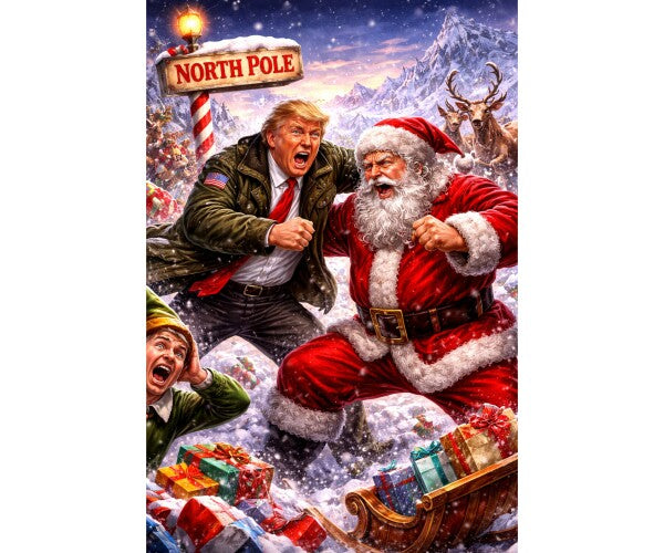 WALL ART/POSTERS--TRUMP MEETS SANTA CLAUS--ONE