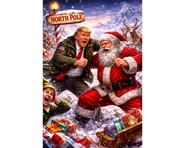 WALL ART/POSTERS--TRUMP MEETS SANTA CLAUS--ONE