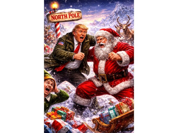 WALL ART/POSTERS--TRUMP MEETS SANTA CLAUS--ONE