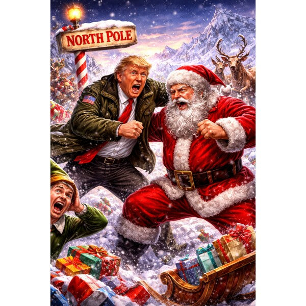 WALL ART/POSTERS--TRUMP MEETS SANTA CLAUS--ONE