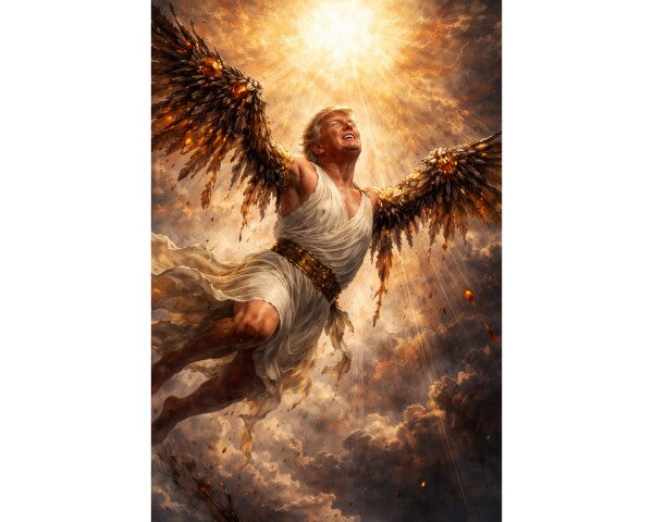 WALL ART/POSTERS--TRUMP AS ICARUS--WITH MELTING WINGS--ONE