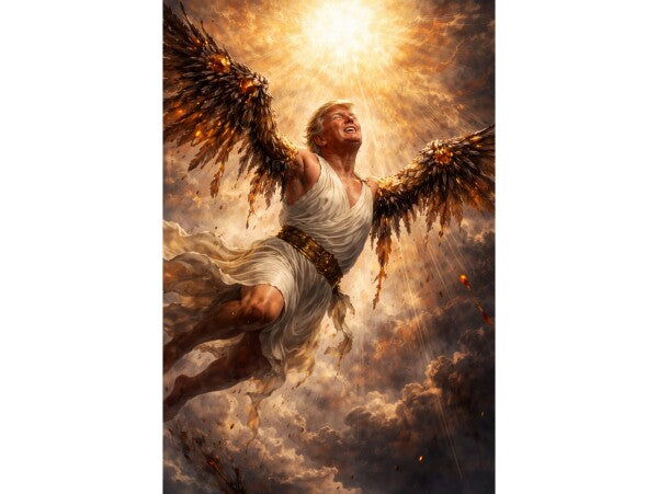WALL ART/POSTERS--TRUMP AS ICARUS--WITH MELTING WINGS--ONE