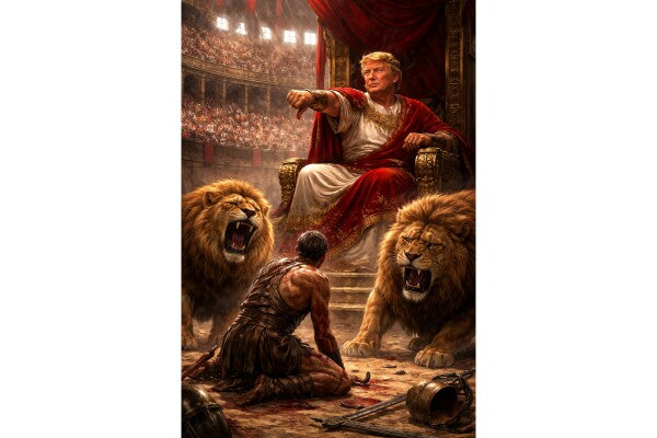 WALL ART/POSTERS--TRUMP AS CEASAR IN ROMAN COLISEUM --ONE
