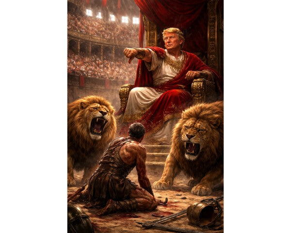 WALL ART/POSTERS--TRUMP AS CEASAR IN ROMAN COLISEUM --ONE