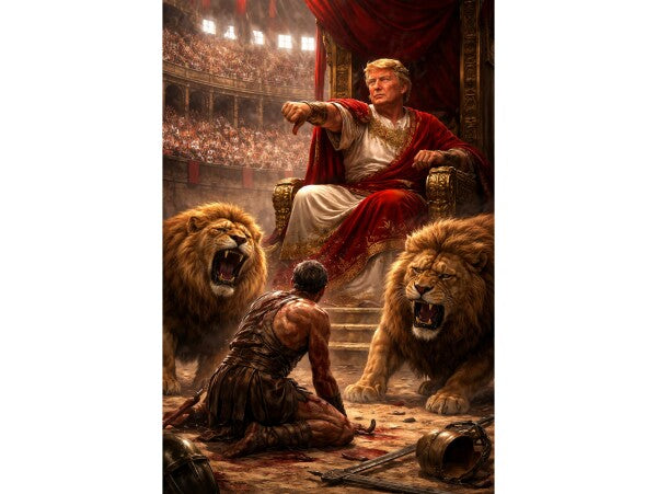 WALL ART/POSTERS--TRUMP AS CEASAR IN ROMAN COLISEUM --ONE