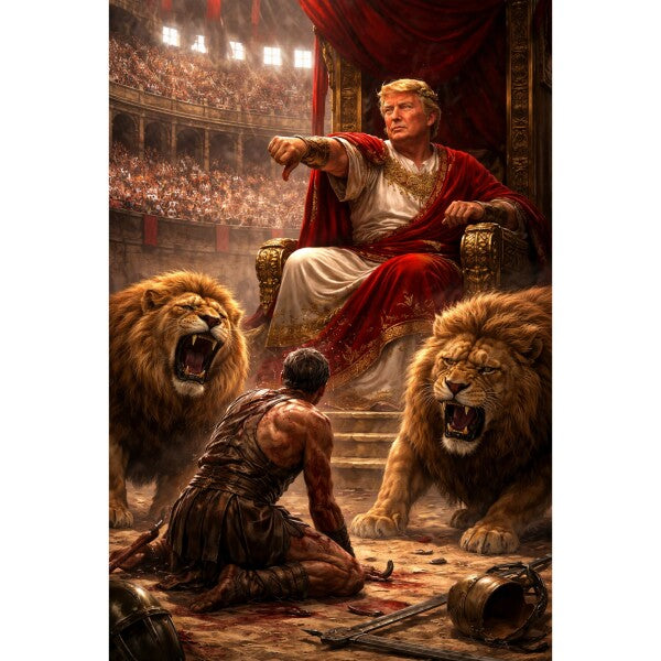 WALL ART/POSTERS--TRUMP AS CEASAR IN ROMAN COLISEUM --ONE