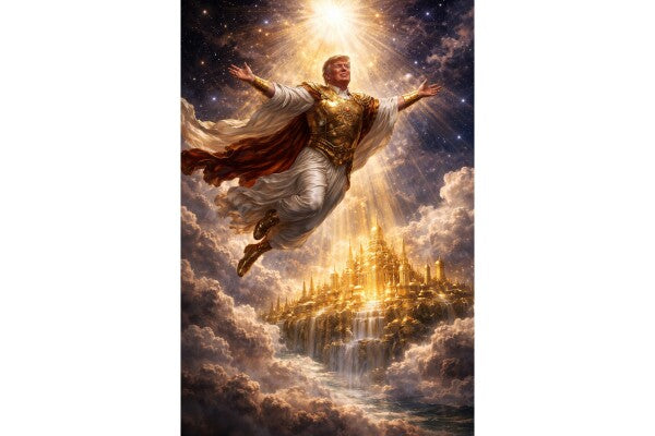 WALL ART/POSTERS--TRUMP SOARS ABOVE HIS KINGDOM IN THE SKY--ONE