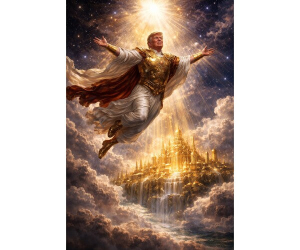 WALL ART/POSTERS--TRUMP SOARS ABOVE HIS KINGDOM IN THE SKY--ONE