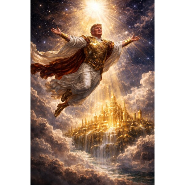 WALL ART/POSTERS--TRUMP SOARS ABOVE HIS KINGDOM IN THE SKY--ONE