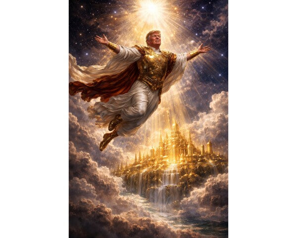 WALL ART/POSTERS--TRUMP SOARS ABOVE HIS KINGDOM IN THE SKY--ONE