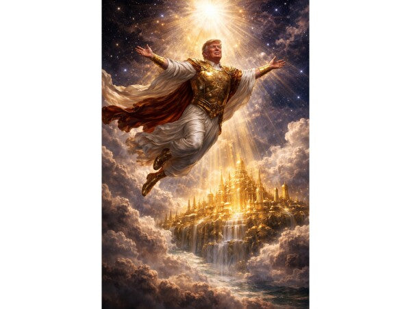 WALL ART/POSTERS--TRUMP SOARS ABOVE HIS KINGDOM IN THE SKY--ONE