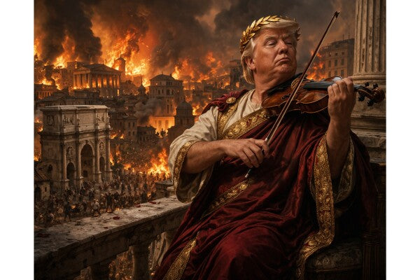 WALL ART/POSTERS--TRUMP PLAYS MUSIC AS THE WORLD BURNS--ONE