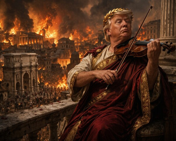 WALL ART/POSTERS--TRUMP PLAYS MUSIC AS THE WORLD BURNS--ONE