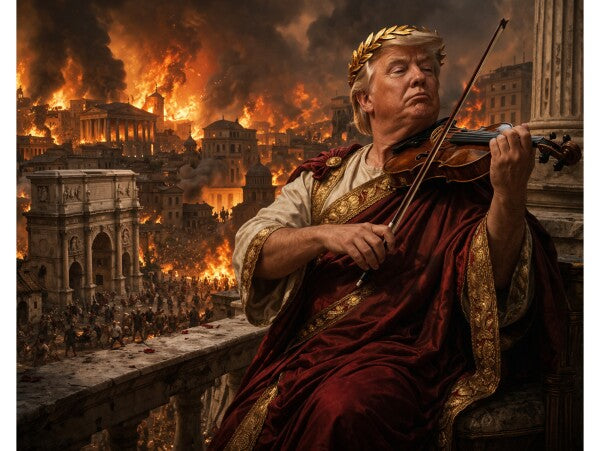 WALL ART/POSTERS--TRUMP PLAYS MUSIC AS THE WORLD BURNS--ONE