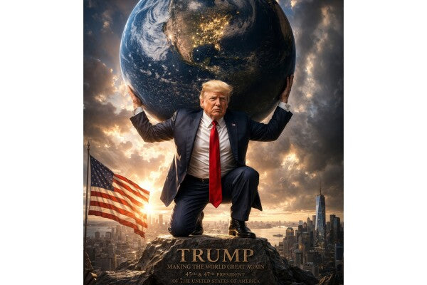 WALL ART/POSTERS--TRUMP HOLDS THE ENTIRE WORLD ON HIS SHOULDERS--ONE