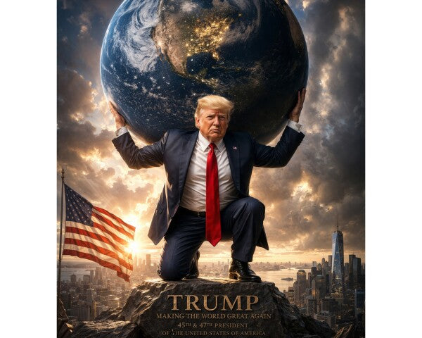 WALL ART/POSTERS--TRUMP HOLDS THE ENTIRE WORLD ON HIS SHOULDERS--ONE