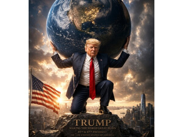 WALL ART/POSTERS--TRUMP HOLDS THE ENTIRE WORLD ON HIS SHOULDERS--ONE