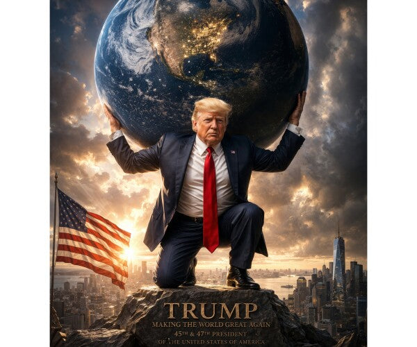 WALL ART/POSTERS--TRUMP HOLDS THE ENTIRE WORLD ON HIS SHOULDERS--ONE